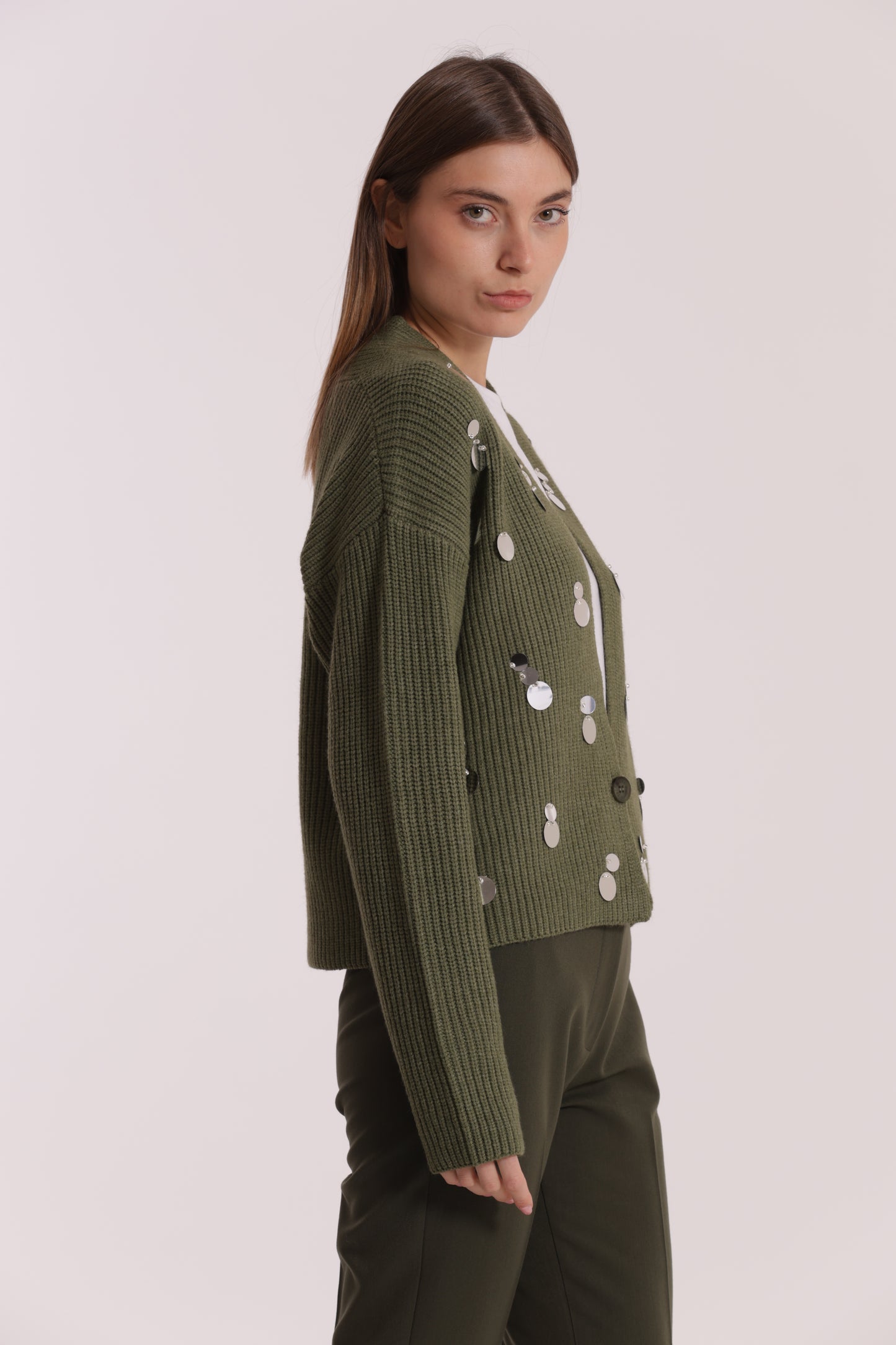 MAGLIA CARDIGAN CON STRASS