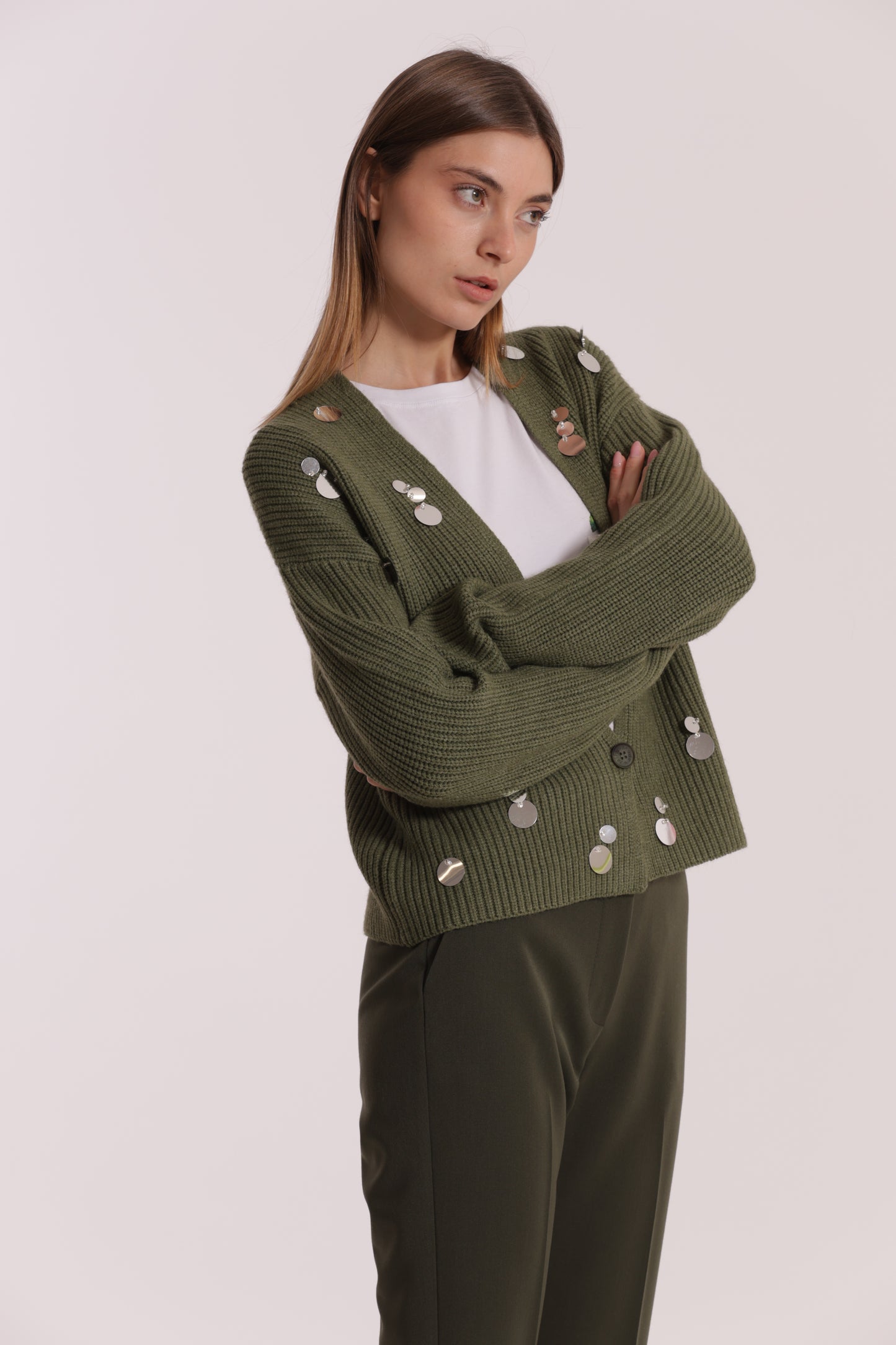 MAGLIA CARDIGAN CON STRASS