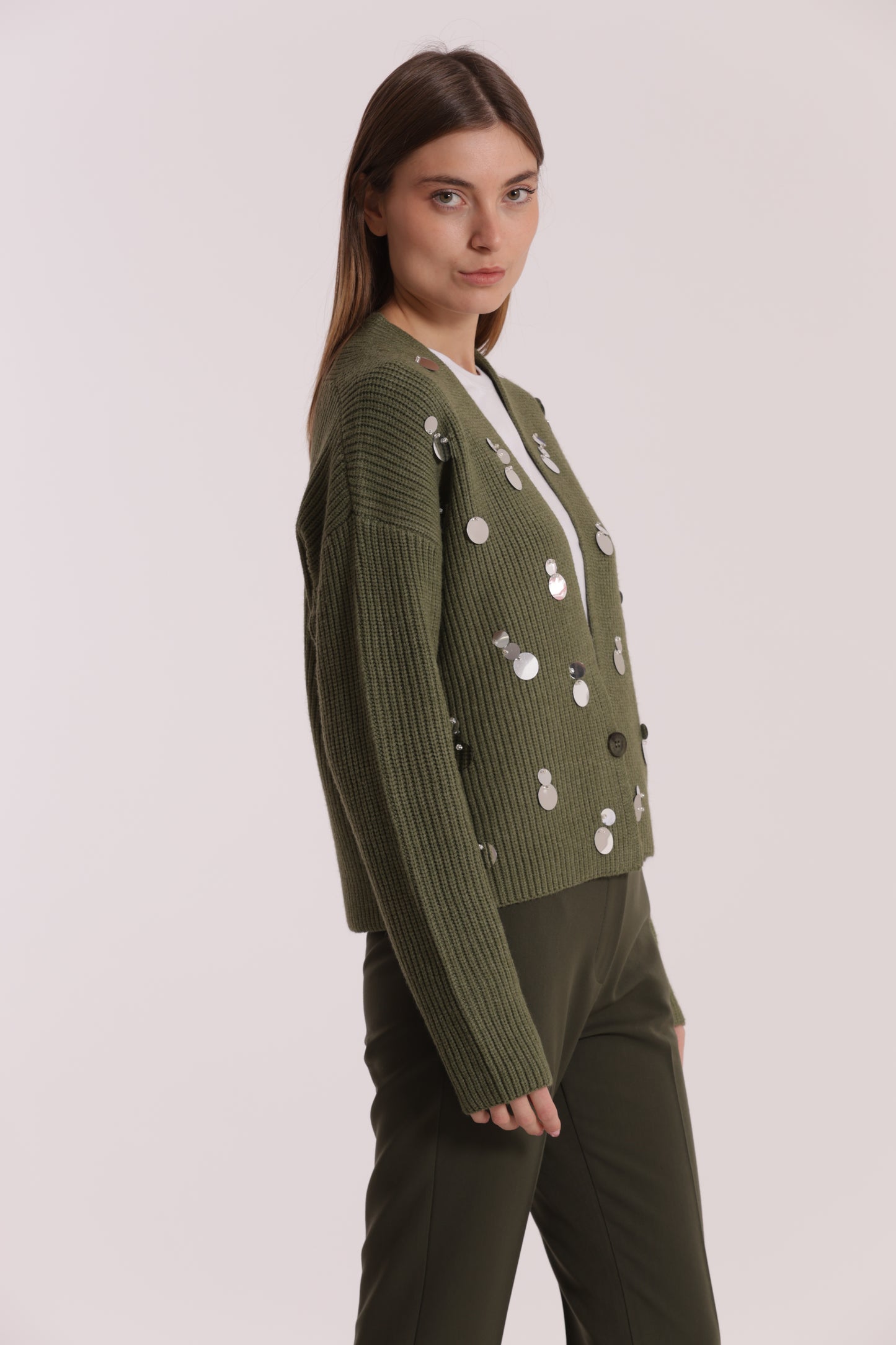 MAGLIA CARDIGAN CON STRASS