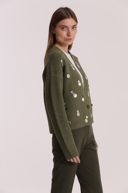 MAGLIA CARDIGAN CON STRASS