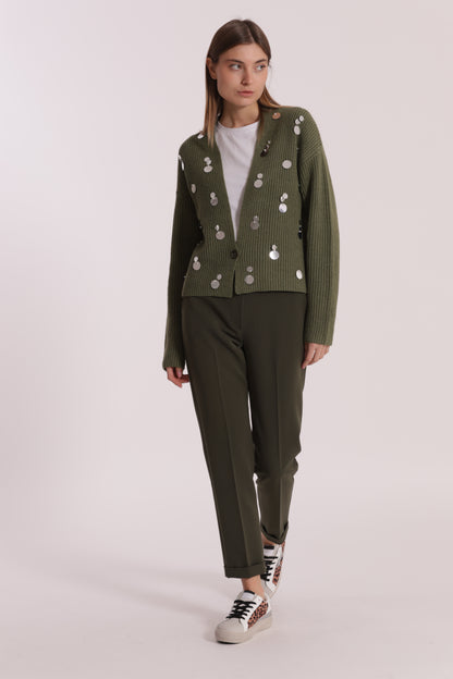 MAGLIA CARDIGAN CON STRASS