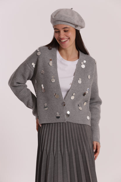 MAGLIA CARDIGAN CON STRASS
