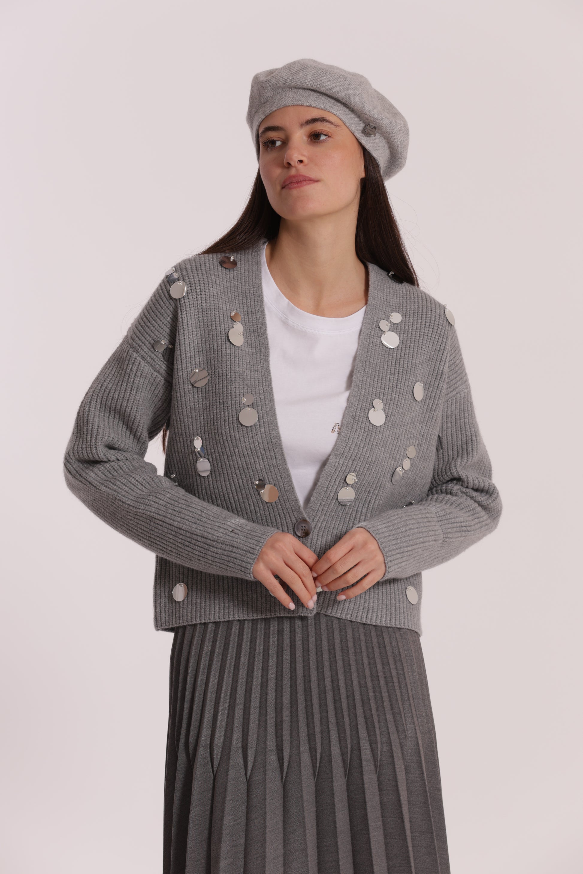 MAGLIA CARDIGAN CON STRASS