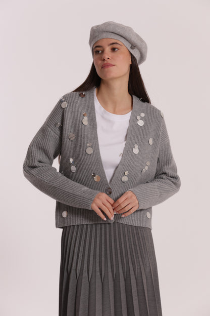 MAGLIA CARDIGAN CON STRASS