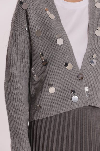 MAGLIA CARDIGAN CON STRASS