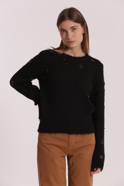 MAGLIA CON PAILLETTES SU MANICHE