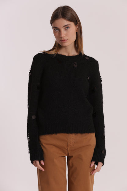MAGLIA CON PAILLETTES SU MANICHE
