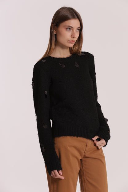 MAGLIA CON PAILLETTES SU MANICHE