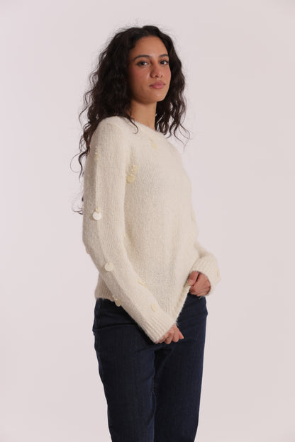 MAGLIA CON PAILLETTES SU MANICHE