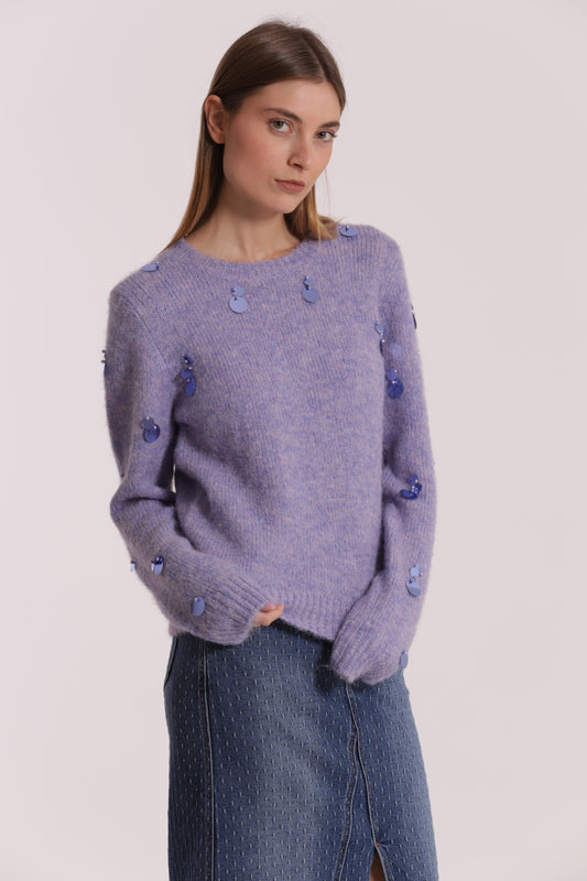 MAGLIA CON PAILLETTES SU MANICHE