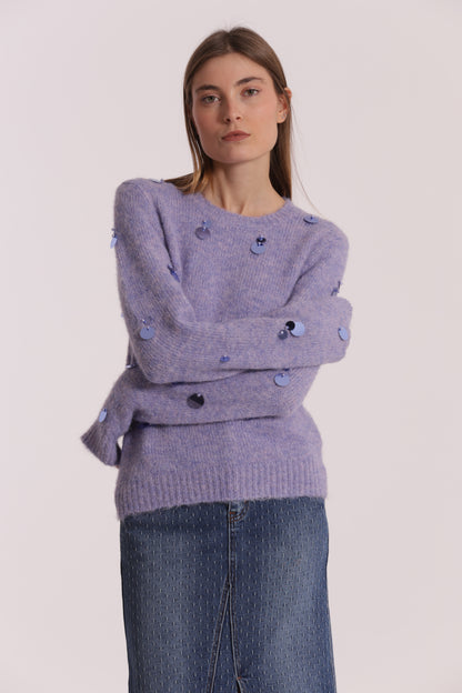 MAGLIA CON PAILLETTES SU MANICHE