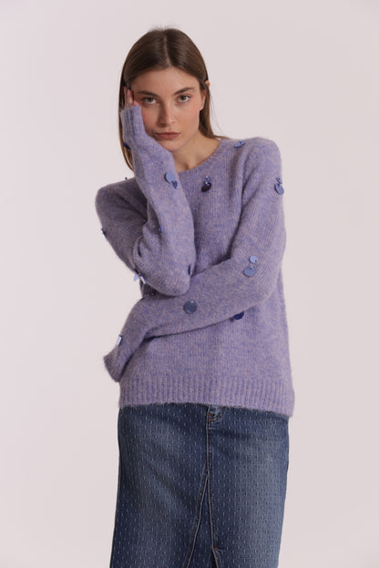 MAGLIA CON PAILLETTES SU MANICHE