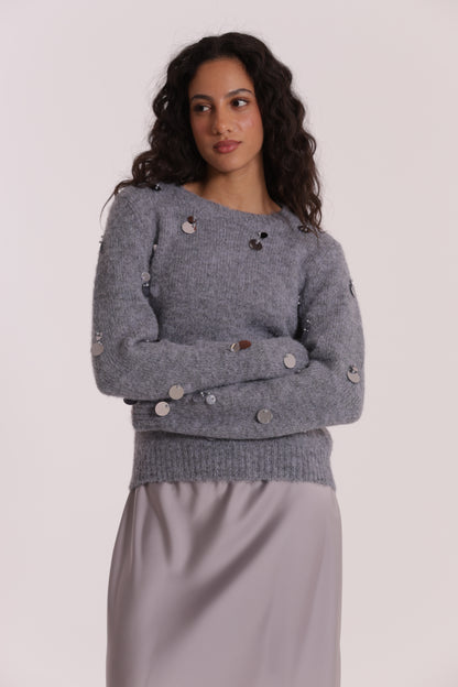 MAGLIA CON PAILLETTES SU MANICHE