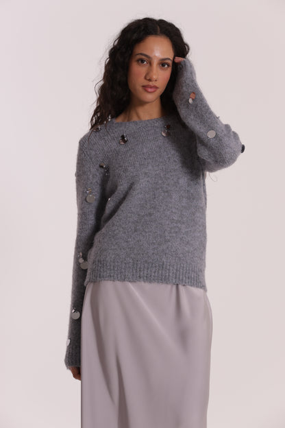 MAGLIA CON PAILLETTES SU MANICHE