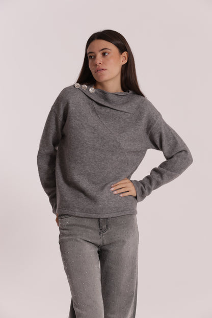 MAGLIA CON BOTTONI SU SPALLA