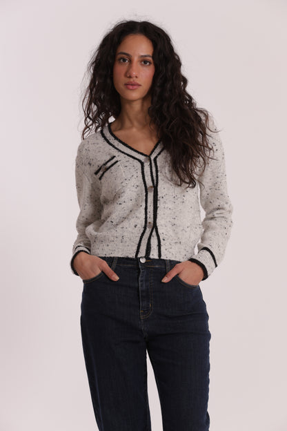 MAGLIA CARDIGAN CON BORDI A CONTRASTO