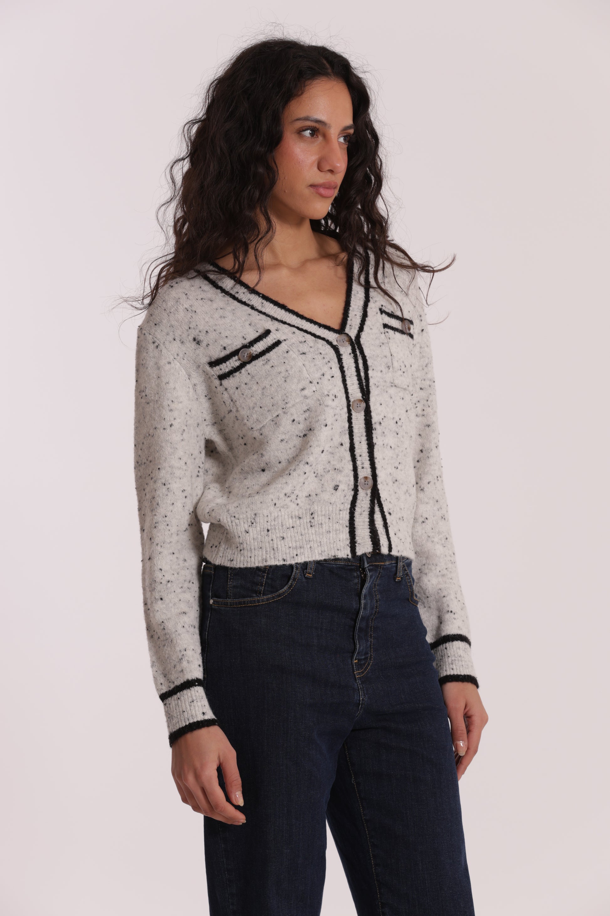 MAGLIA CARDIGAN CON BORDI A CONTRASTO