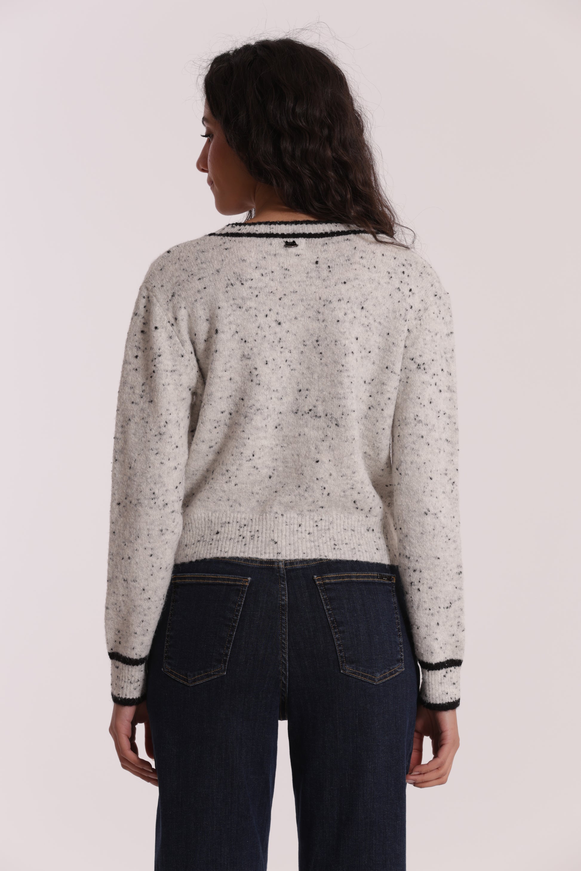 MAGLIA CARDIGAN CON BORDI A CONTRASTO