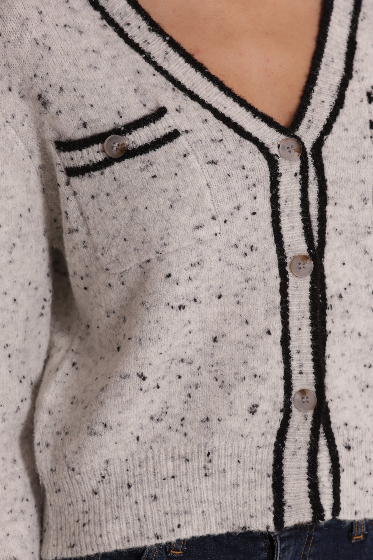 MAGLIA CARDIGAN CON BORDI A CONTRASTO