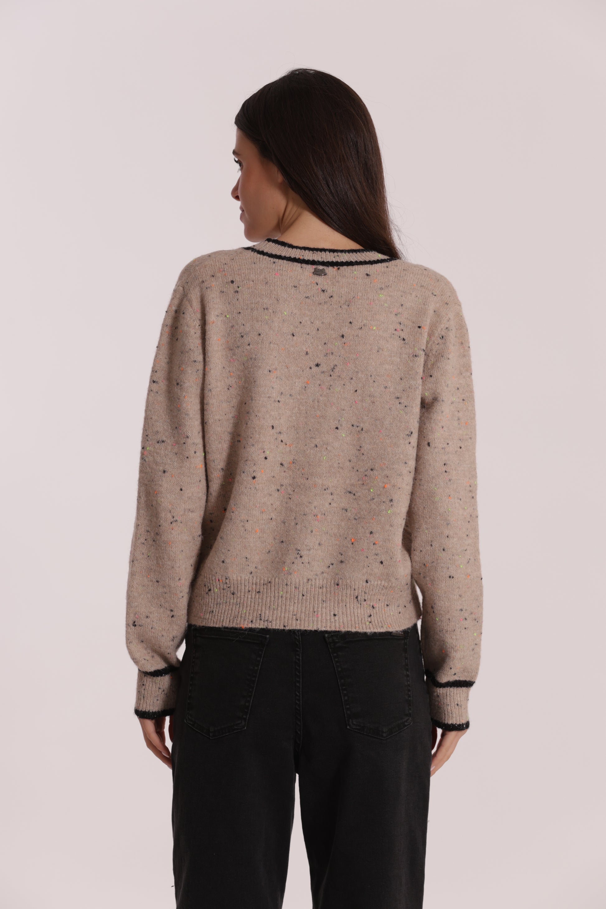 MAGLIA CARDIGAN CON BORDI A CONTRASTO
