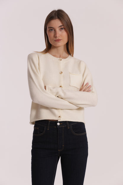 MAGLIA CARDIGAN CON TASCHINO