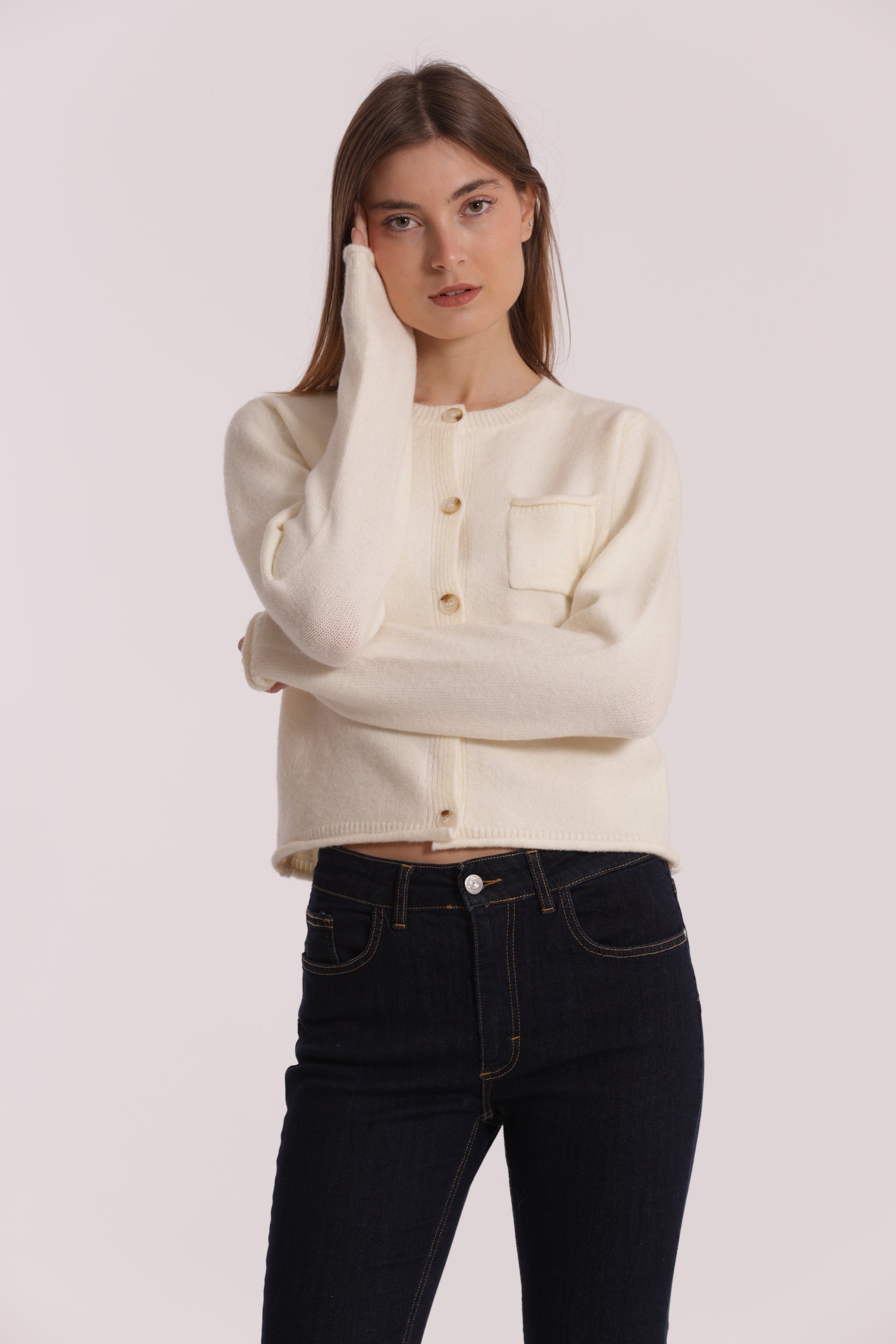 MAGLIA CARDIGAN CON TASCHINO