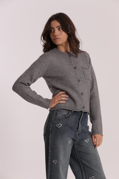 MAGLIA CARDIGAN CON TASCHINO