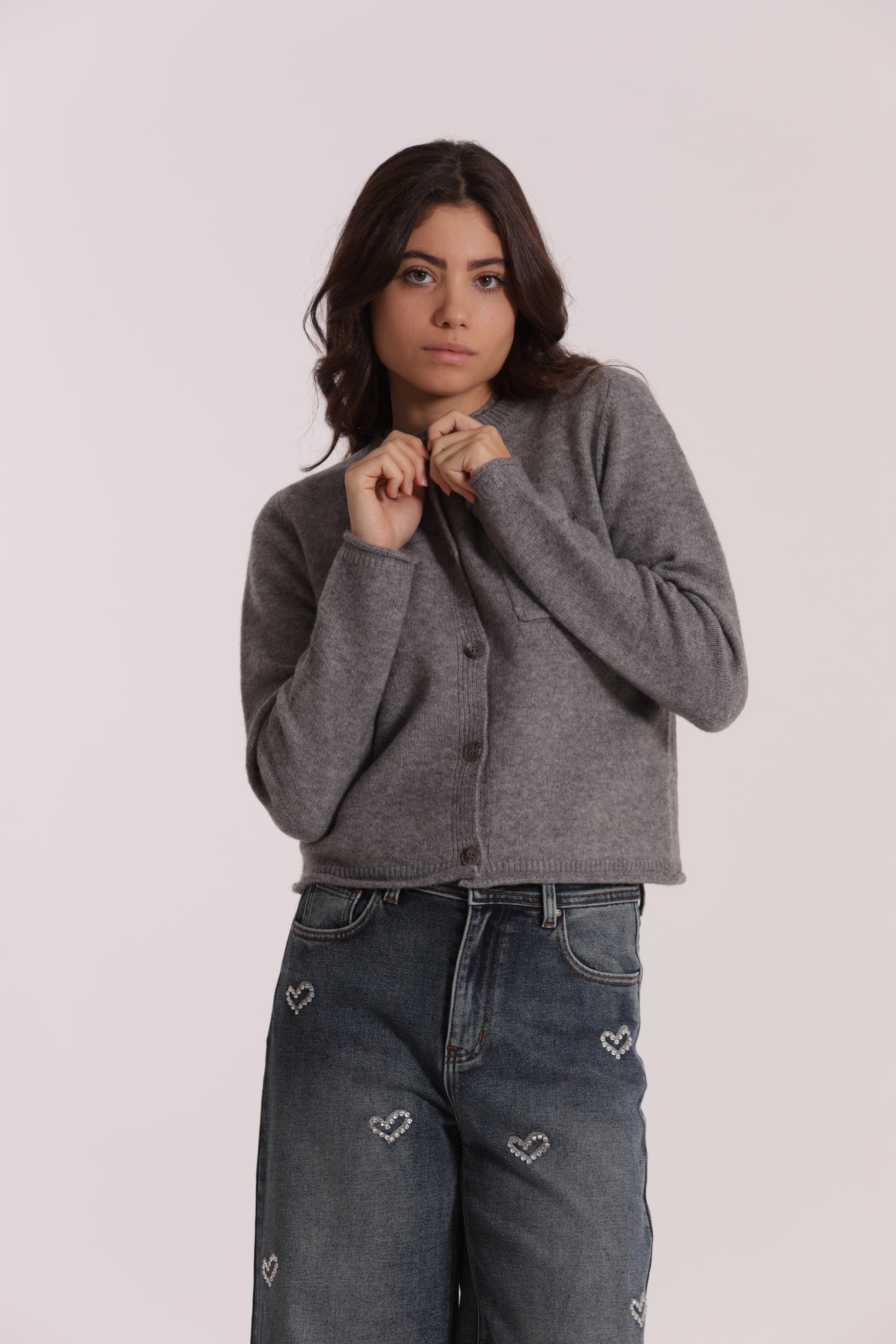 MAGLIA CARDIGAN CON TASCHINO