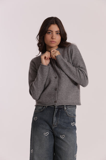 MAGLIA CARDIGAN CON TASCHINO