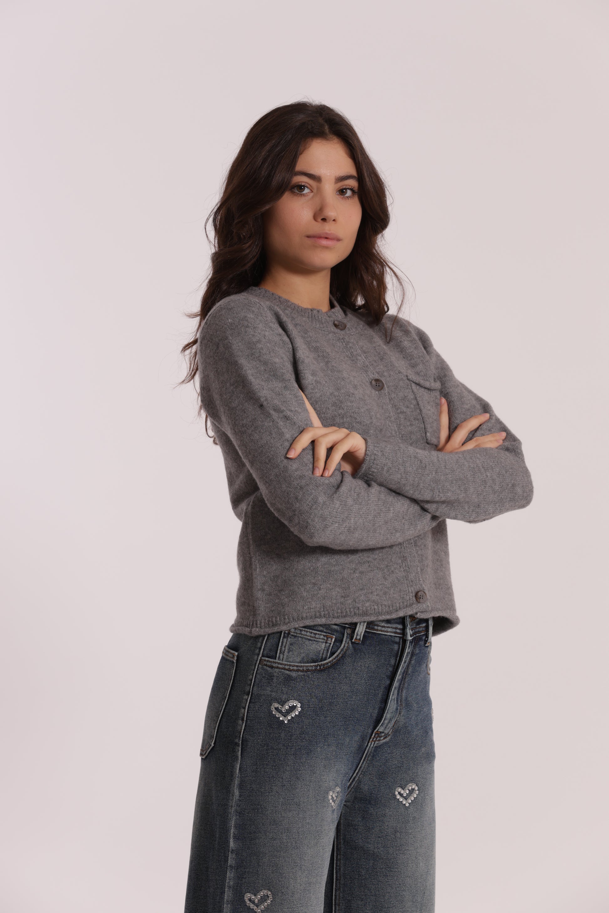 MAGLIA CARDIGAN CON TASCHINO