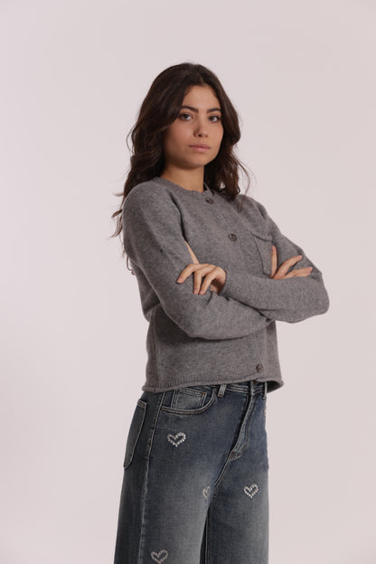 MAGLIA CARDIGAN CON TASCHINO