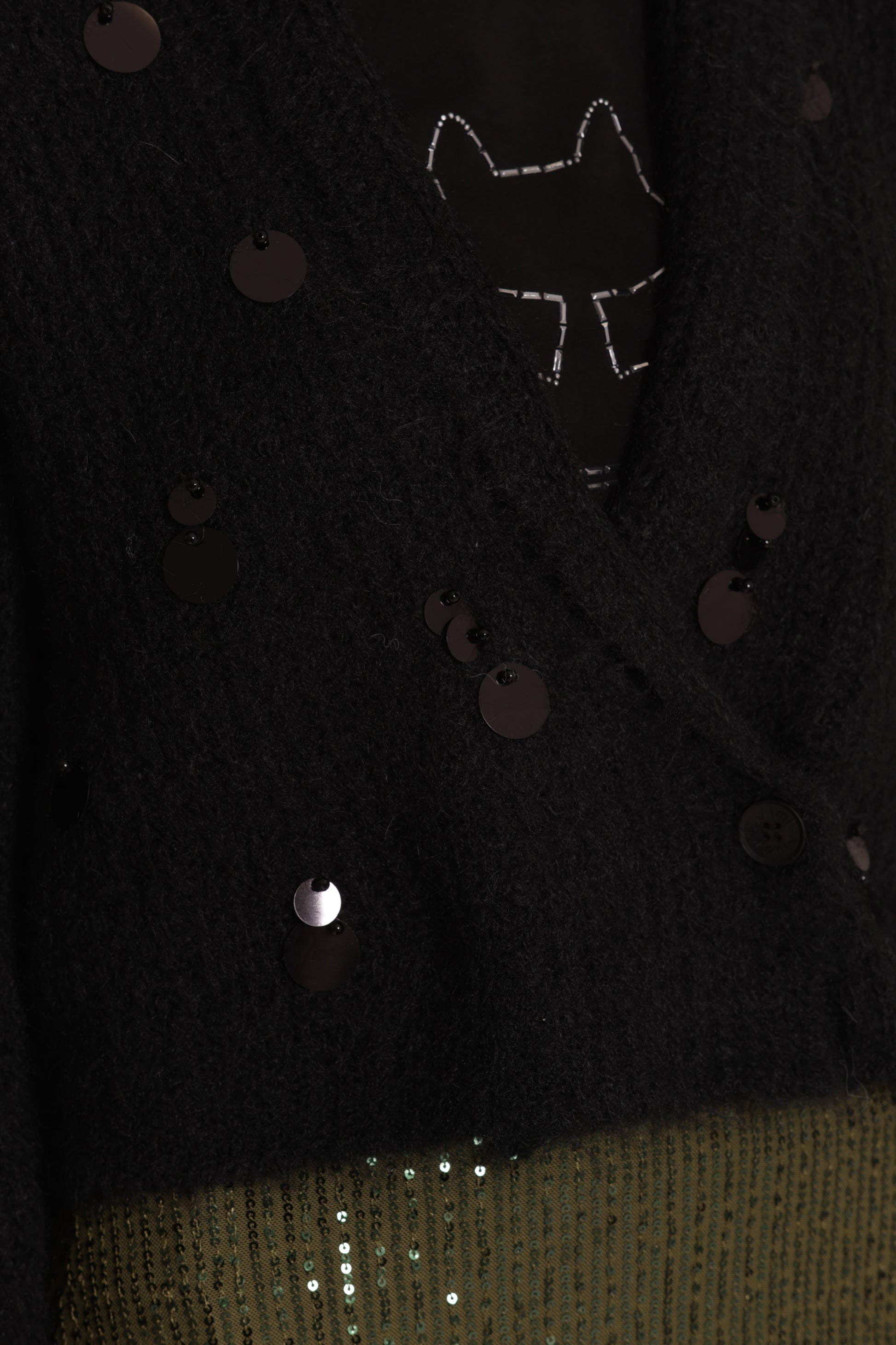 MAGLIA CARDIGAN CON CHIUSURA INCROCIATA E PAILLETTES