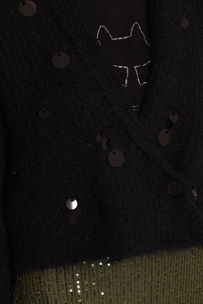 MAGLIA CARDIGAN CON CHIUSURA INCROCIATA E PAILLETTES