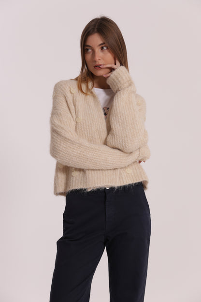 MAGLIA CARDIGAN CON CHIUSURA INCROCIATA E PAILLETTES