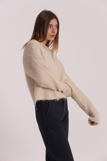 MAGLIA CARDIGAN CON CHIUSURA INCROCIATA E PAILLETTES