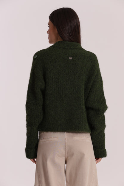 MAGLIA CARDIGAN CON CHIUSURA INCROCIATA E PAILLETTES