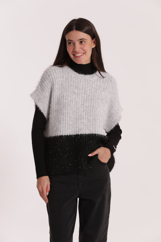 MAGLIA OVER MANICHE CORTE BICOLOR