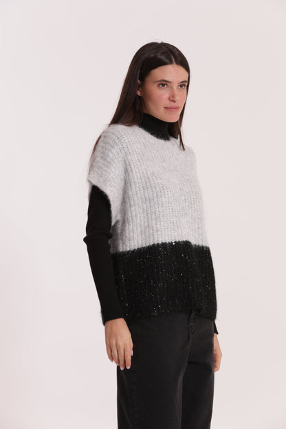 MAGLIA OVER MANICHE CORTE BICOLOR