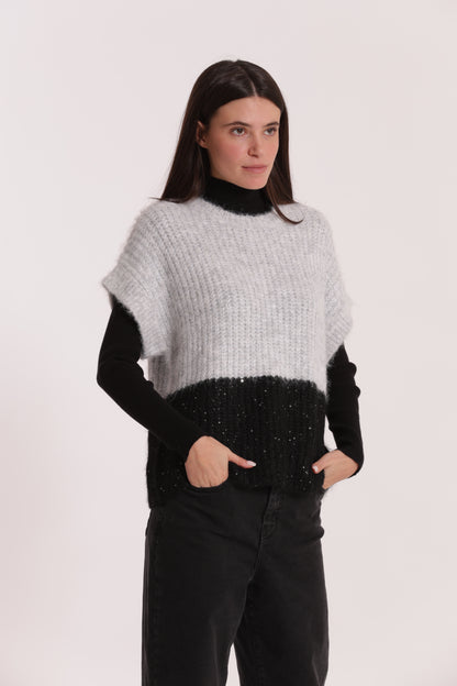 MAGLIA OVER MANICHE CORTE BICOLOR