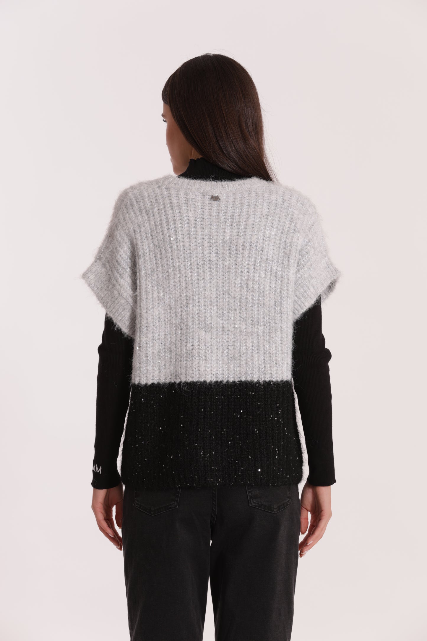 MAGLIA OVER MANICHE CORTE BICOLOR