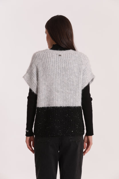 MAGLIA OVER MANICHE CORTE BICOLOR