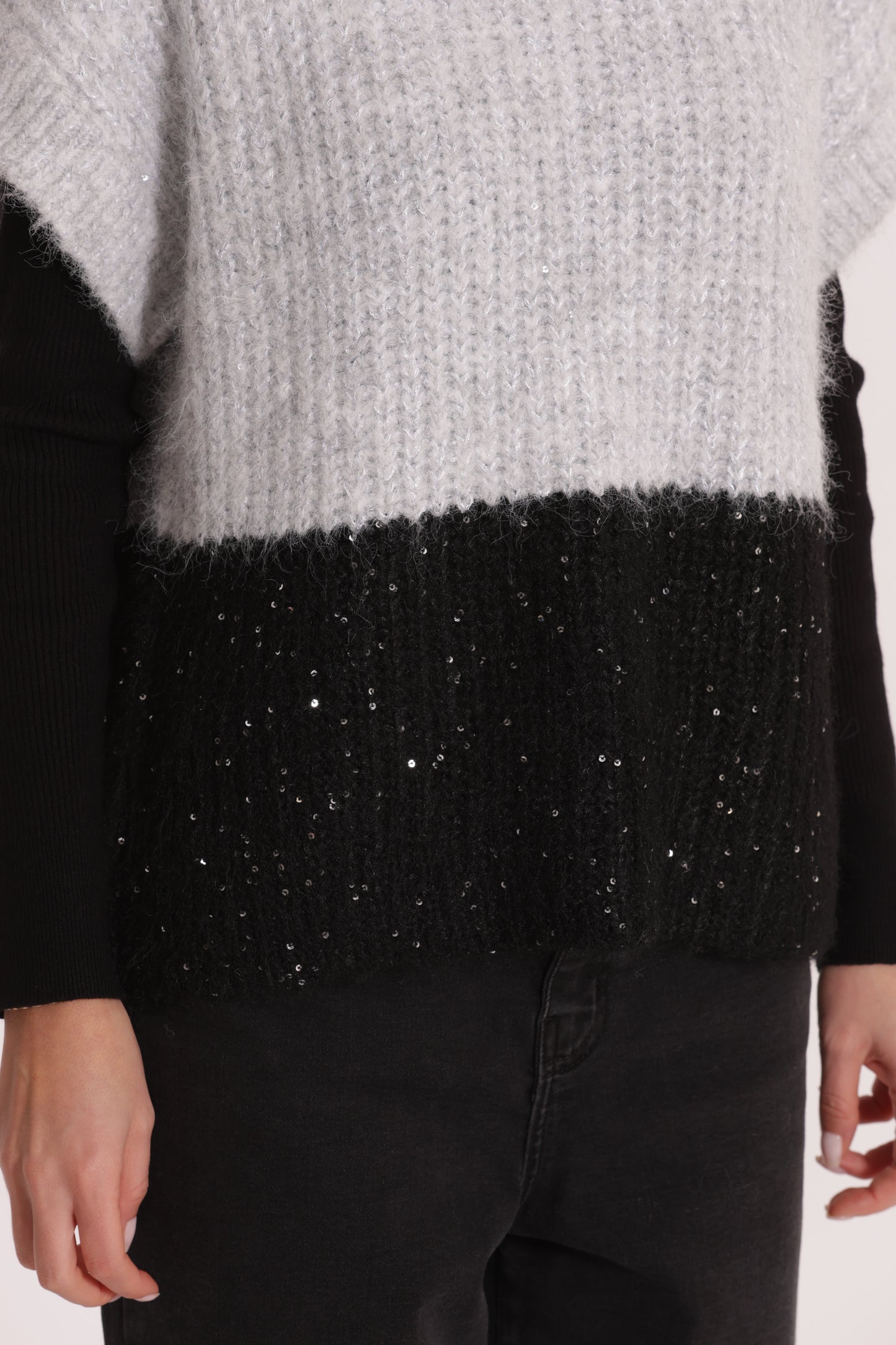 MAGLIA OVER MANICHE CORTE BICOLOR