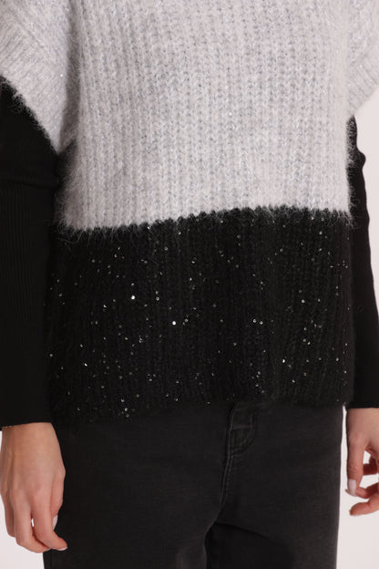MAGLIA OVER MANICHE CORTE BICOLOR