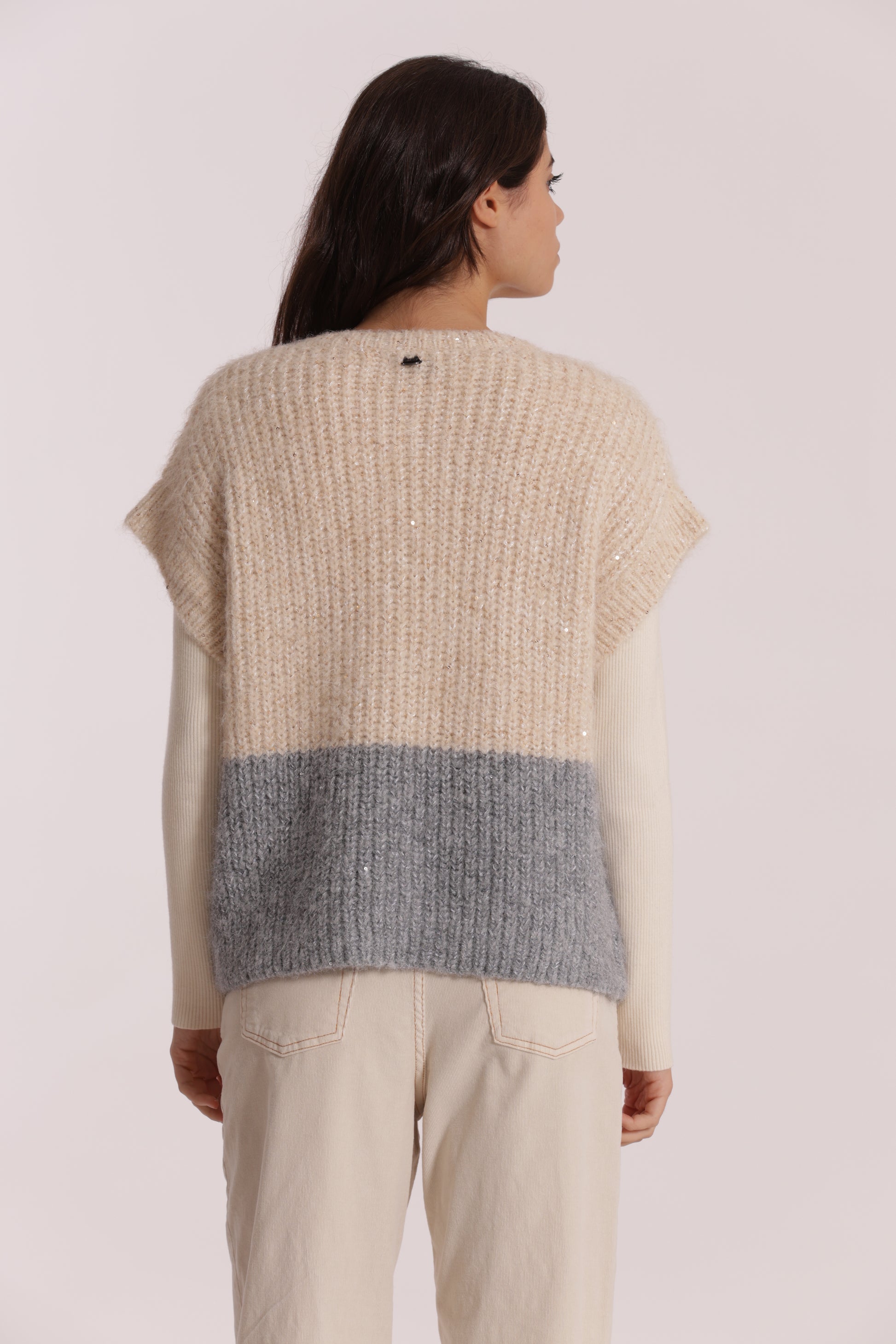 MAGLIA OVER MANICHE CORTE BICOLOR