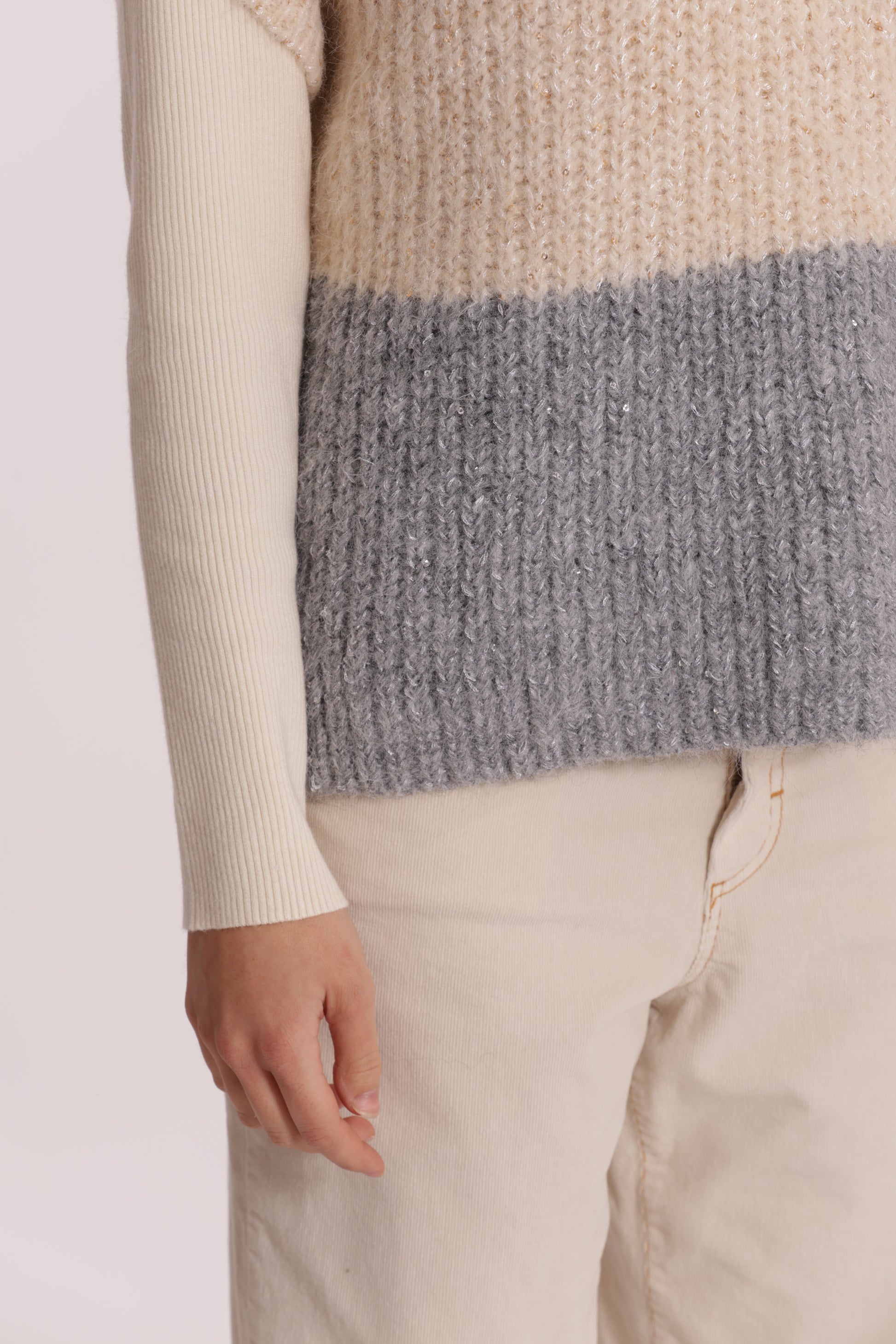 MAGLIA OVER MANICHE CORTE BICOLOR