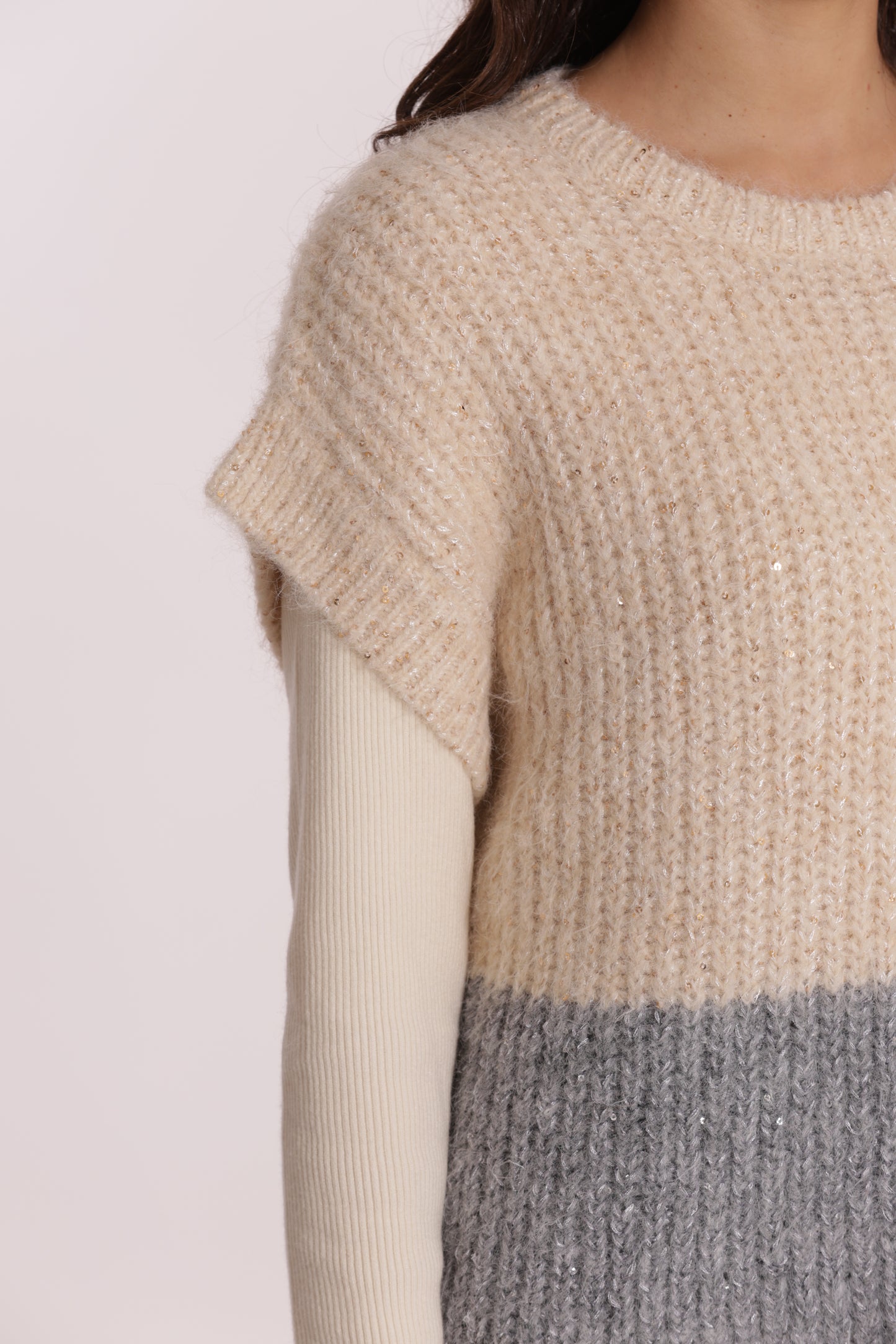 MAGLIA OVER MANICHE CORTE BICOLOR