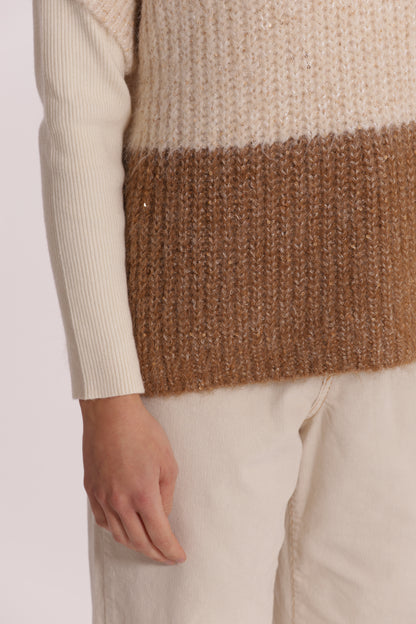 MAGLIA OVER MANICHE CORTE BICOLOR