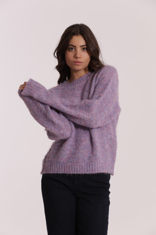 MAGLIA SCOLLO TONDO CON PAILLETTES
