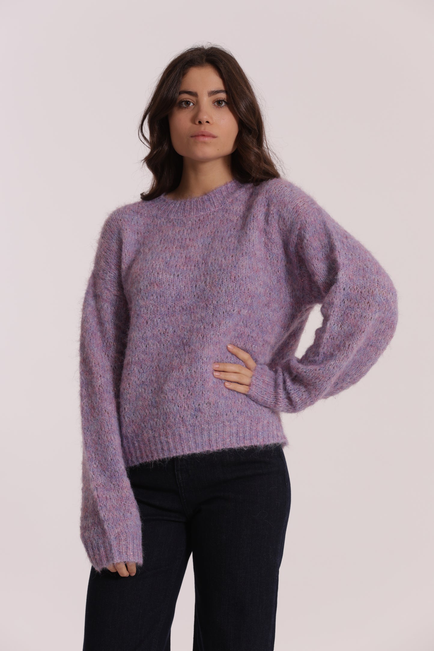 MAGLIA SCOLLO TONDO CON PAILLETTES