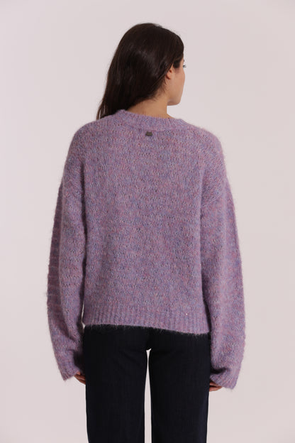 MAGLIA SCOLLO TONDO CON PAILLETTES